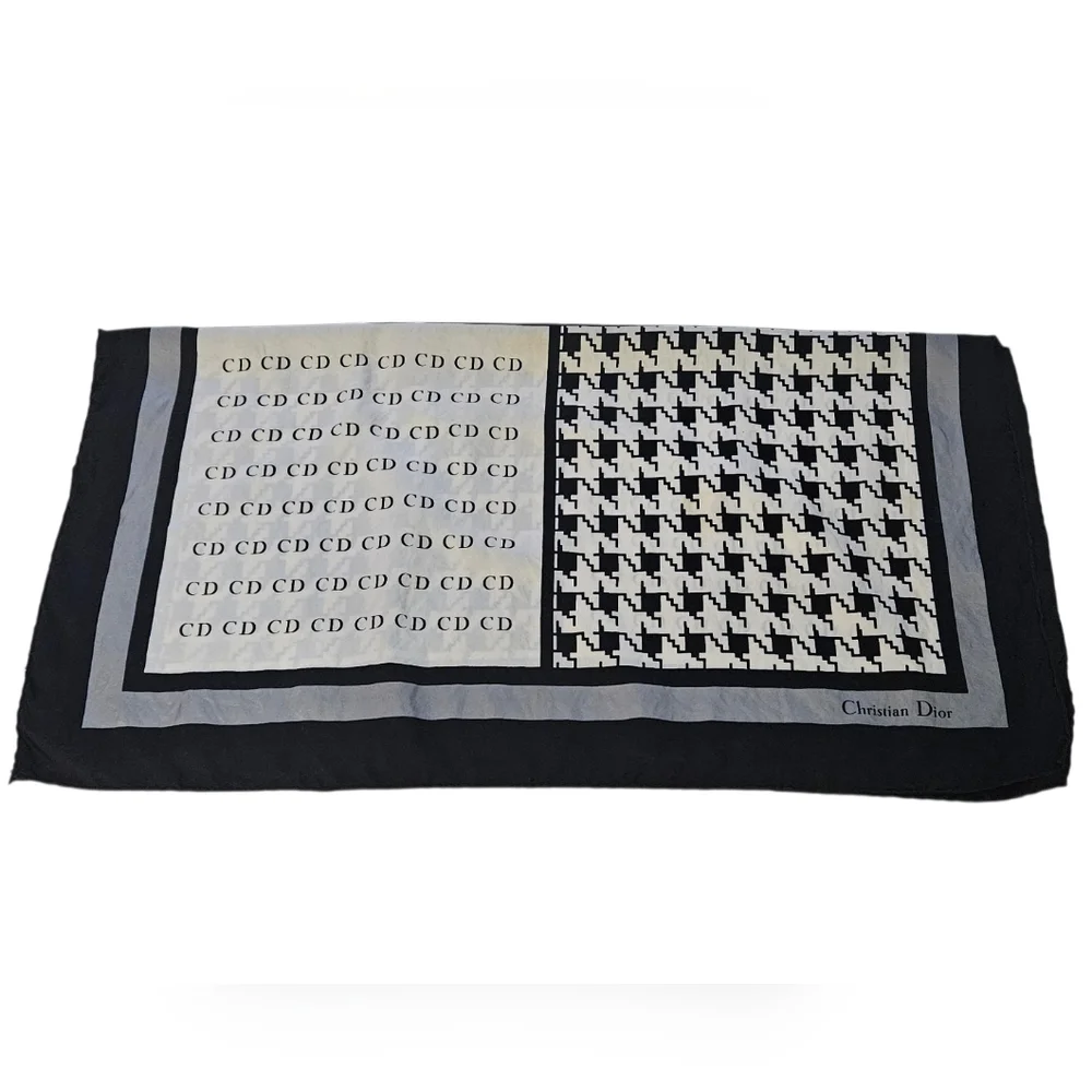 Dior Monogram & Houdstooth Silk Scarf